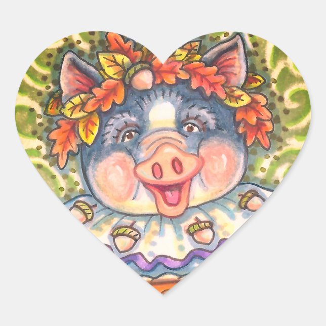 ADESIVO CORAÇÃO PIG & ACORN PIE, OBRIGADO FEITO COM AMOR (Frente)