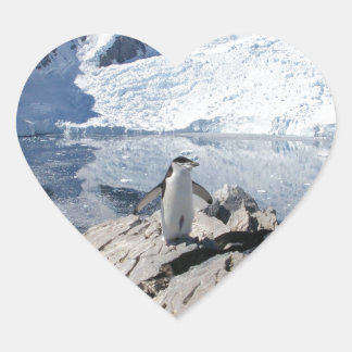 Adesivo Coração Pinguins Chinstrap na Antártica
