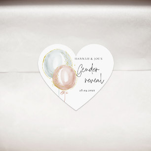 Adesivo Coração Pink & Blue Balloon Gênero Revelar Partido Favoráv