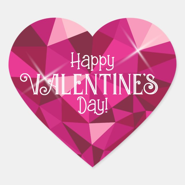Adesivo Coração Pink Heart Gemstone Valentine's Day sticker (Frente)