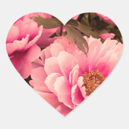 Adesivo Coração Pink Peony Flower