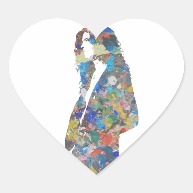 Adesivo Coração Pinte o retrato do Splatter (Frente)