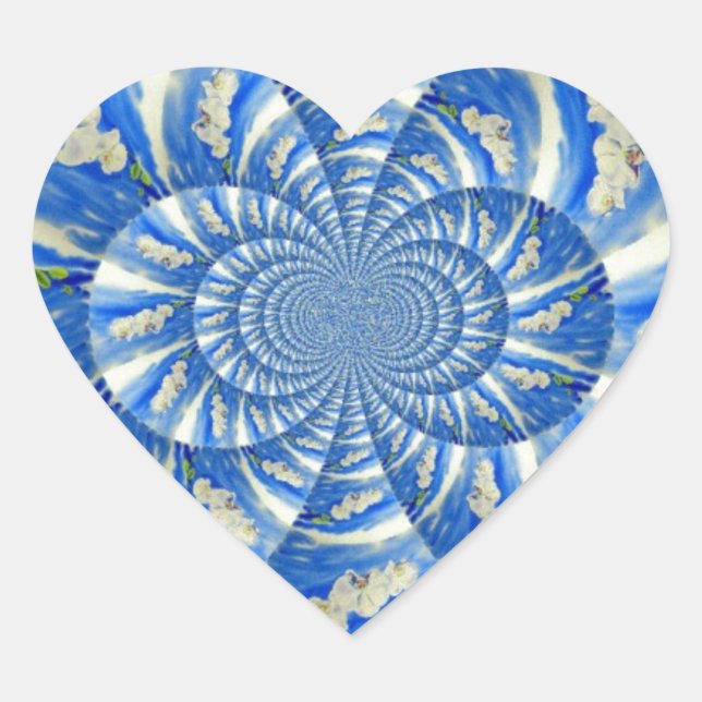 Adesivo Coração Pintor branco de orquídea elegante (Frente)