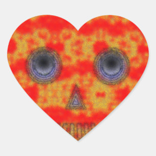 Adesivo Coração Pintura Colorida do Crânio Robô