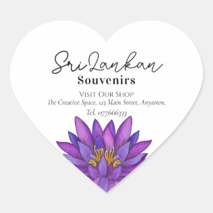 Adesivo Coração Pintura da Flor do Sri Lanka Lotus