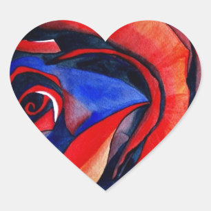 Adesivo Coração Pintura de abstrato de rosa vermelha de macro