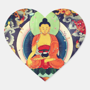 Adesivo Coração Pintura de Buda Shakyamuni, Himalaias - Nepal