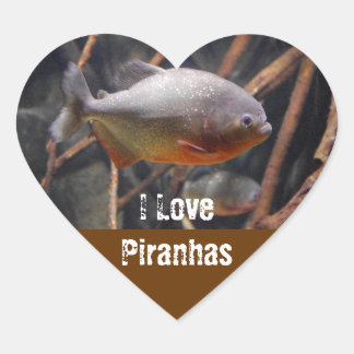 Adesivo Coração Piranha - Peixe Marrom Inocente