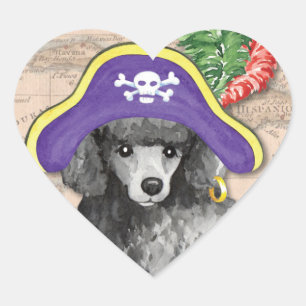 Adesivo Coração Pirata da caniche diminuta