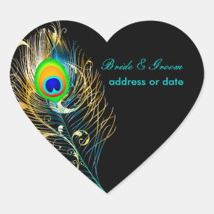 Adesivo Coração PixDezines Pizzazz Peacock Feather/cor seca