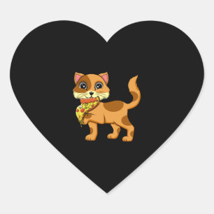 Adesivo Coração Pizza Italiana Pie Gato-Pão Gato-Pato-Pintado