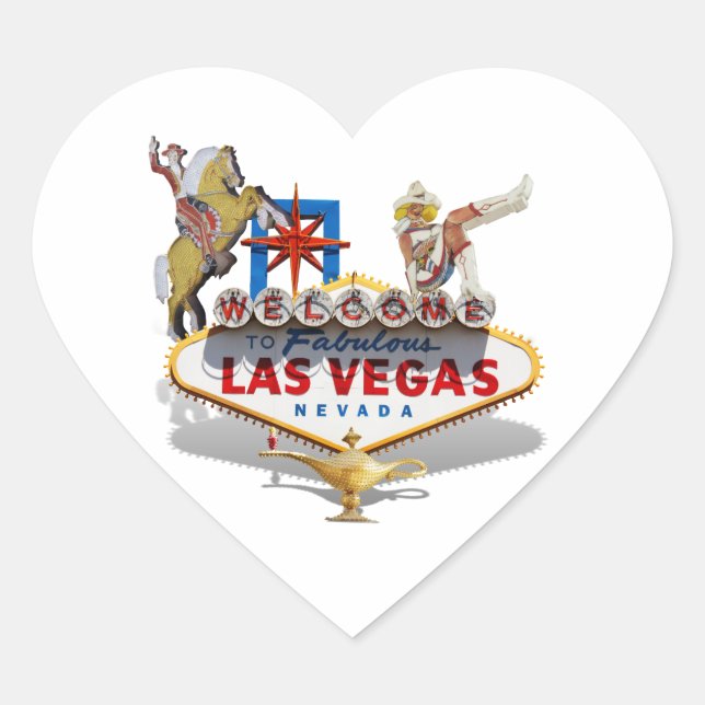 Adesivo Coração Placa de Boas-Vindas de Las Vegas (Frente)