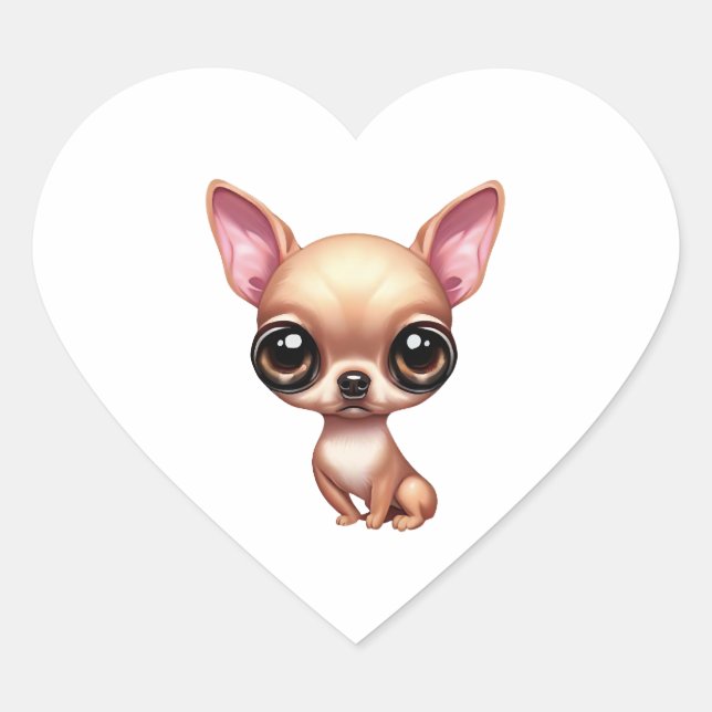 Adesivo Coração Playful Chihuahua (Frente)