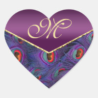 Plum Purple Peacock Monograma Selo de Envelope