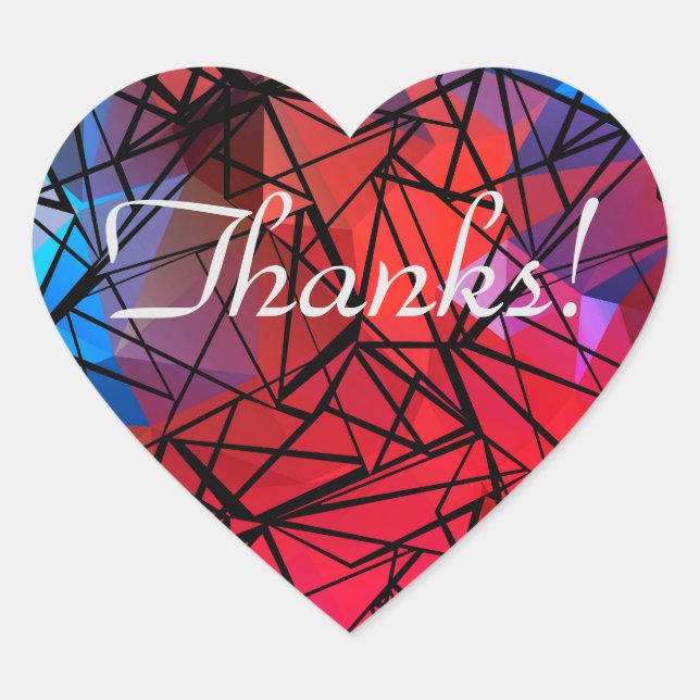 Adesivo Coração Polígono, pintura (Frente)