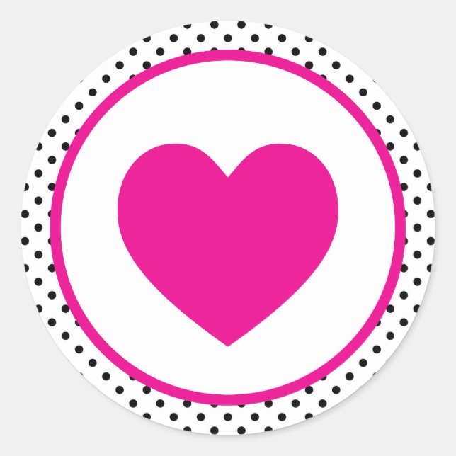 Adesivo Coração Polkadot Rosa (Frente)