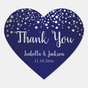Adesivo Coração Pontos de Confetti Azul e marinho
