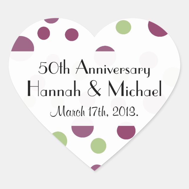 Adesivo Coração Pontos Polka, Padrão de Pontos Polka, Pontos, Aniv (Frente)