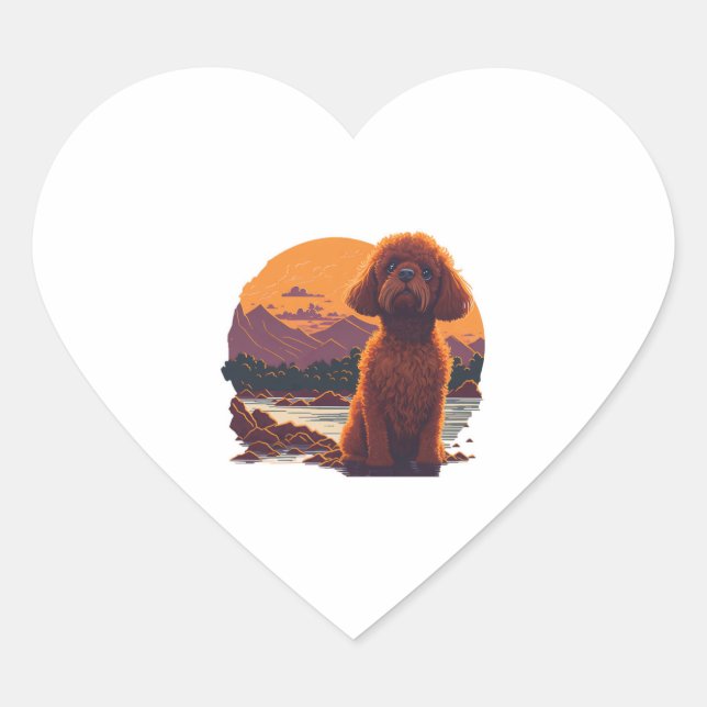 Adesivo Coração Poodle de Brinquedo Adorável (Frente)