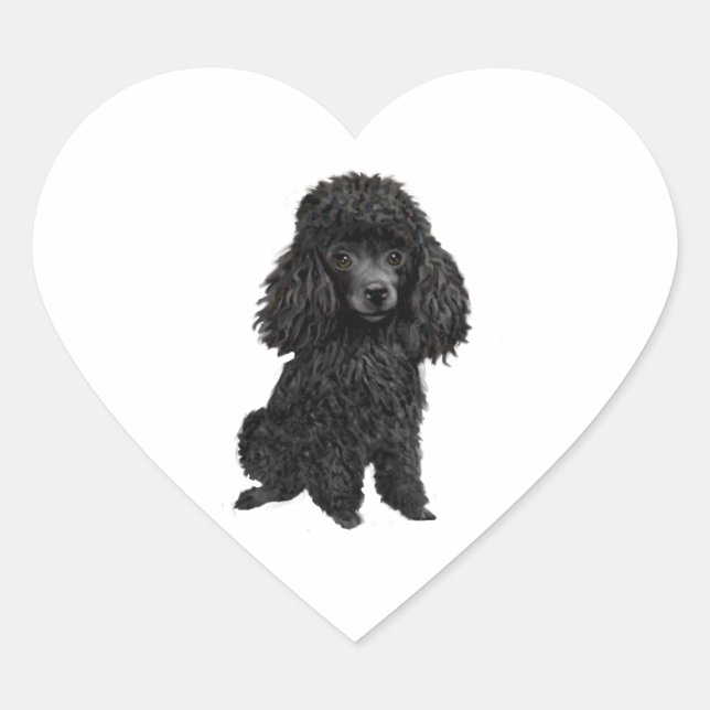 Adesivo Coração Poodle Preto (#3) (Frente)