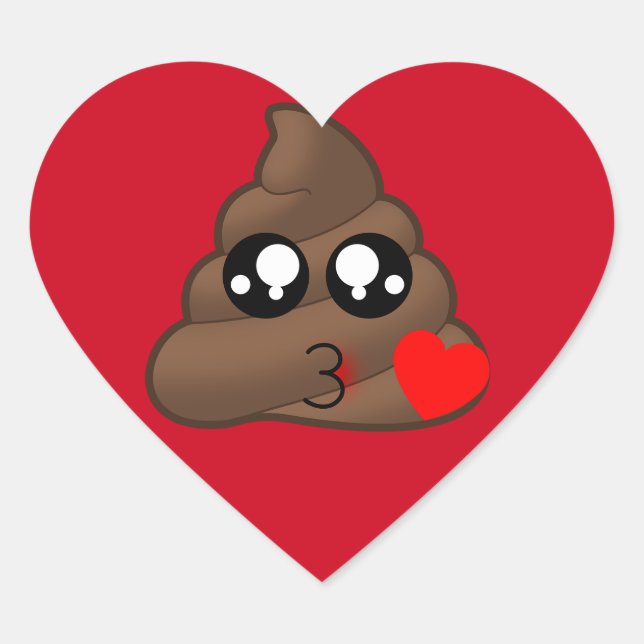 Adesivo Coração Poop Heart Love Emoji (Frente)