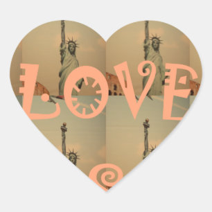 Adesivo Coração Pop-Art Patriótico: "I Love USA" Graphic Art Desig
