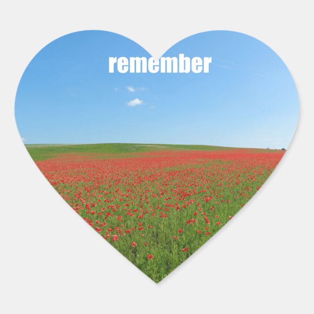Adesivo Coração Poppies lembram (Frente)