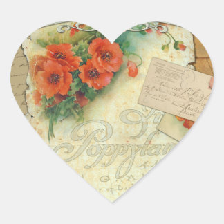 Adesivo Coração Poppies Memories and French Script
