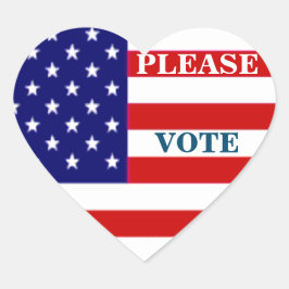 Adesivo Coração Por favor, vote American Flag Heart BeauBonds Stic