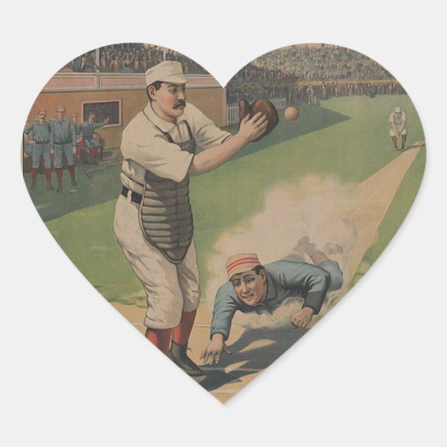 Adesivo Coração Poster de beisebol (Frente)