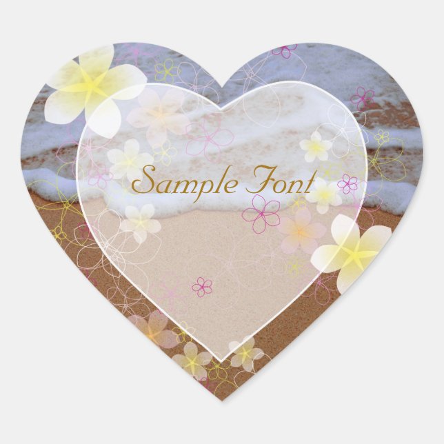 Adesivo Coração Praia PixDezine+plumeria (Frente)