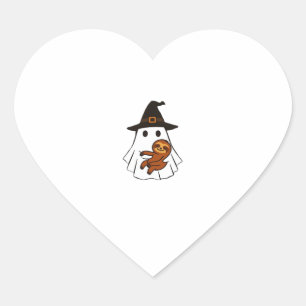 Adesivo Coração Preguiça Halloween Fantasma Bruxa Chapéu Amantes d