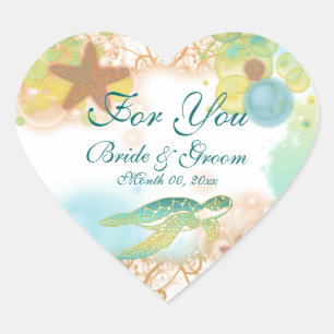 Adesivo Coração Prêmio de casamento do tema Praia "Para você"