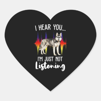 Adesivo Coração Presente de rouco | Belo Husky Siberiano Ouvir-Te