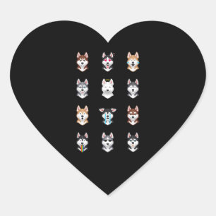Adesivo Coração Presente de rouco   Funny Siberian Husky Emoji