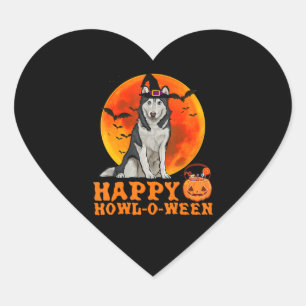 Adesivo Coração Presente de rouco Halloween de Cachorro Siberian