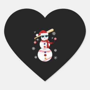 Adesivo Coração Presente de Santa Hat Snowman de Baseball de Natal