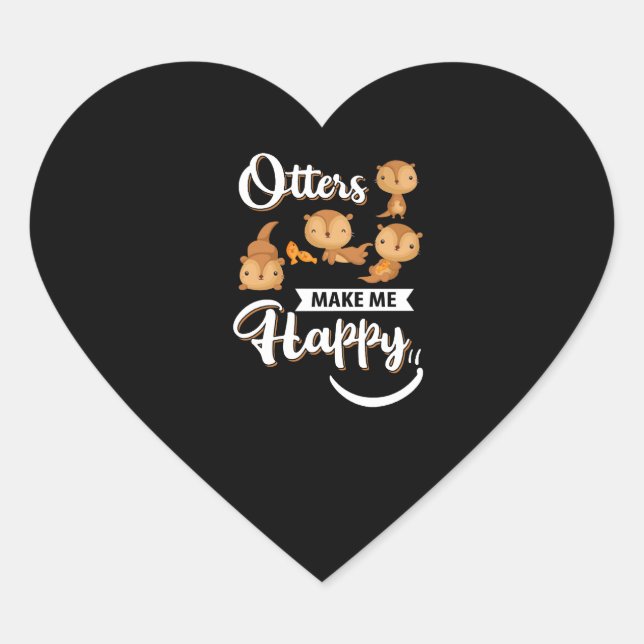 Adesivo Coração Presente externo | Otters Me Faz Feliz (Frente)