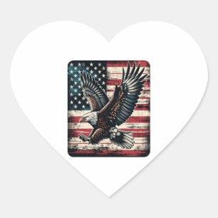 Adesivo Coração Presentes da águia americana Bandeira 4 de julho