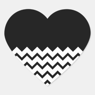 Adesivo Coração Preto e branco. O ziguezague da parte, peça o