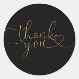 Adesivo Coração Preto e Dourado Escrito Obrigado