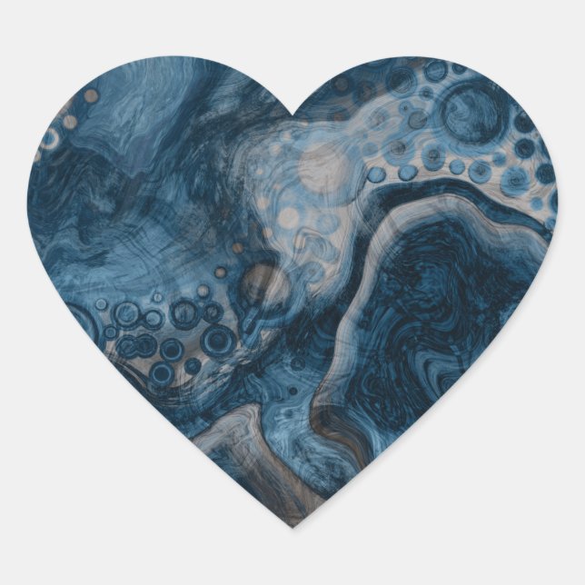 Adesivo Coração Preto, marrom, Cinza e Abstrato azul moderno (Frente)