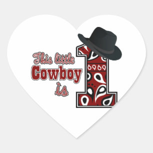 Adesivo Coração Primeiro Aniversário do Cowboy