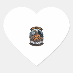 Adesivo Coração Primeiro Halloween como Irmão Pumpkin Wolf Moon_1