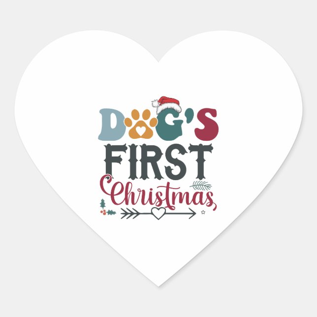 Adesivo Coração Primeiro Natal do Cão (Frente)