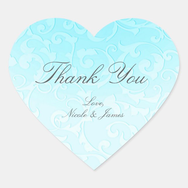 Adesivo Coração Princesa Blue Elegant Storybook Swirl Weding (Frente)