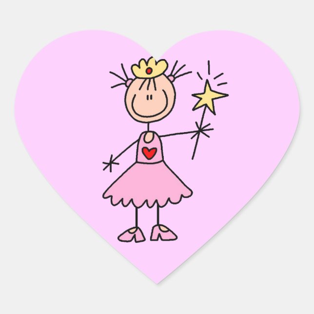 Adesivo Coração Princesa Com Varinha (Frente)