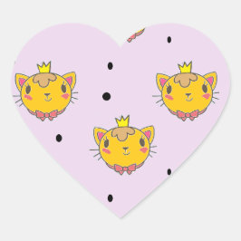 Adesivo Coração Princesa gatinha em roxo