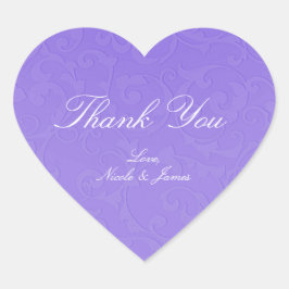 Adesivo Coração Princesa Roxo Damask História Elegante Casamento