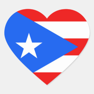 Adesivo Coração Puerto Rico/bandeira de Rican. Os Estados Unidos,